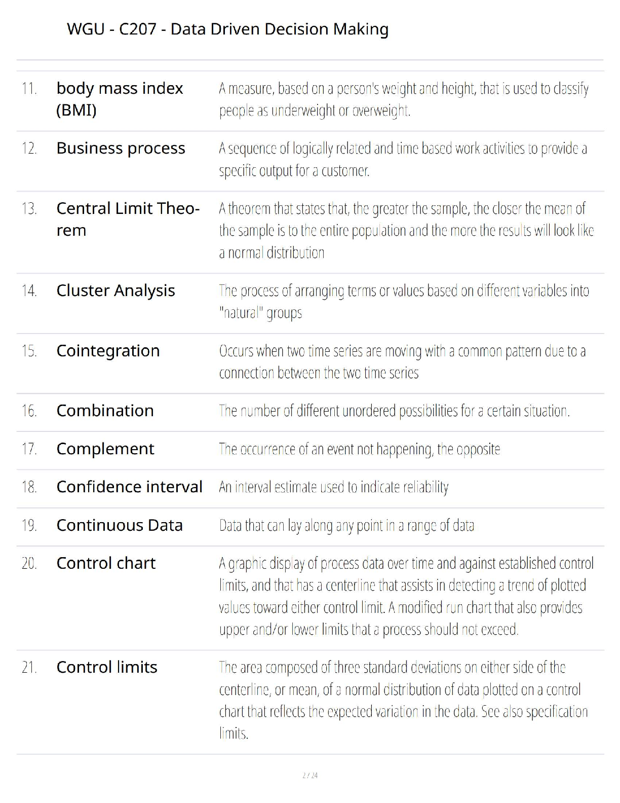 WGU C207 Data Driven Decision Making Study Guide 2025