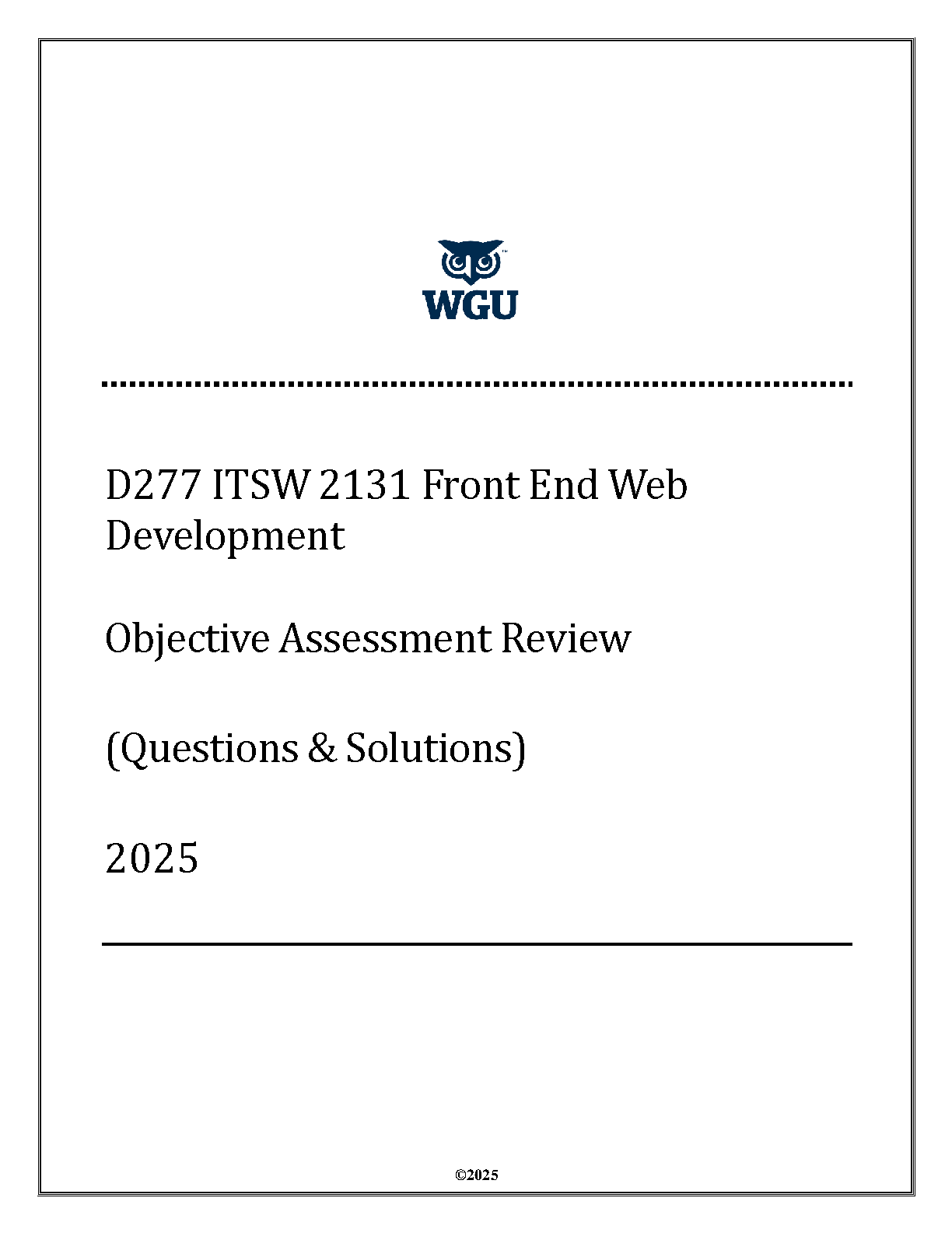 WGU ITSW 2131 Front End Web Dev Test Bank 2025 IMG-1