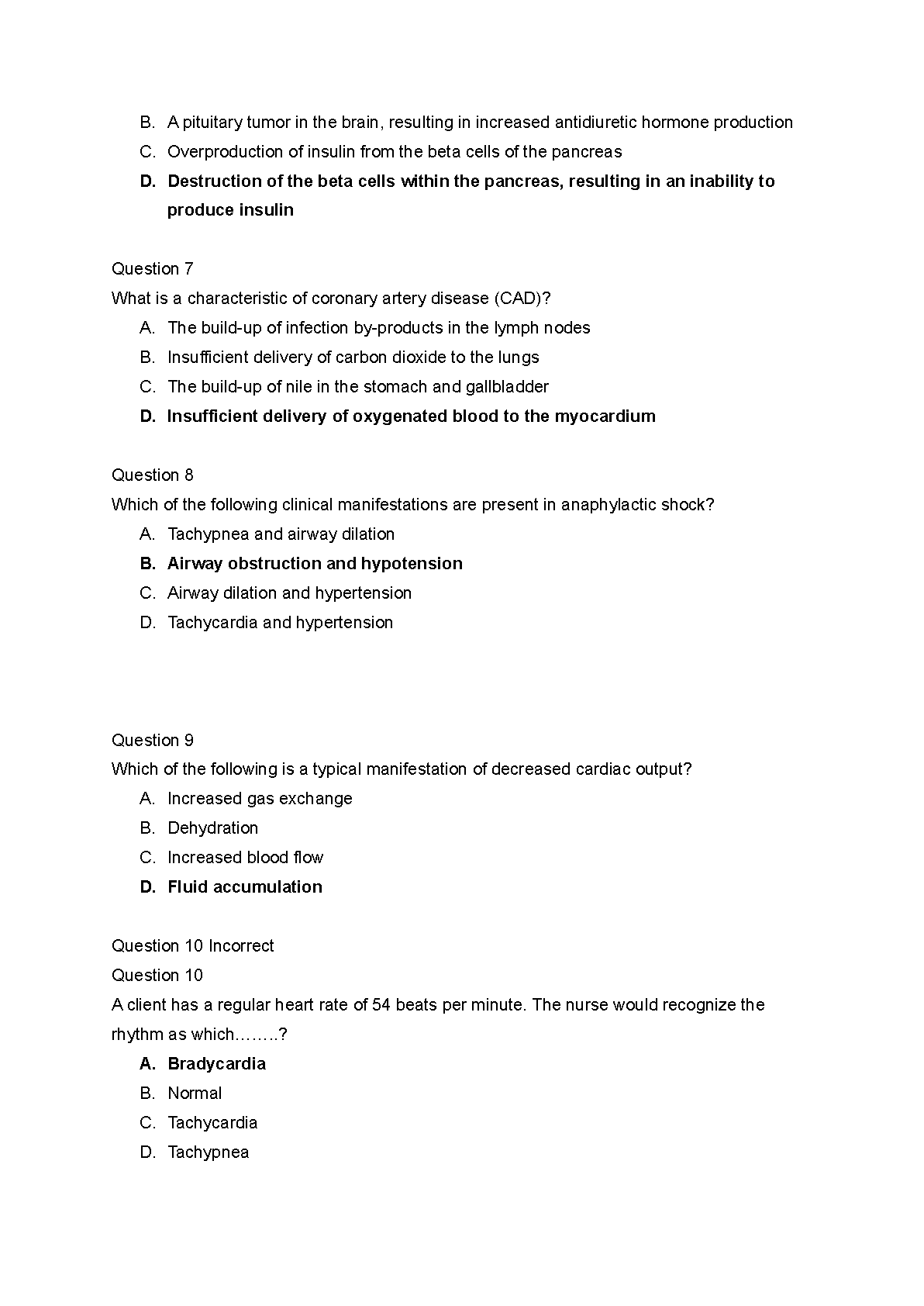 NUR 2063 Pathophysiology Test Bank Porth 5th Ed