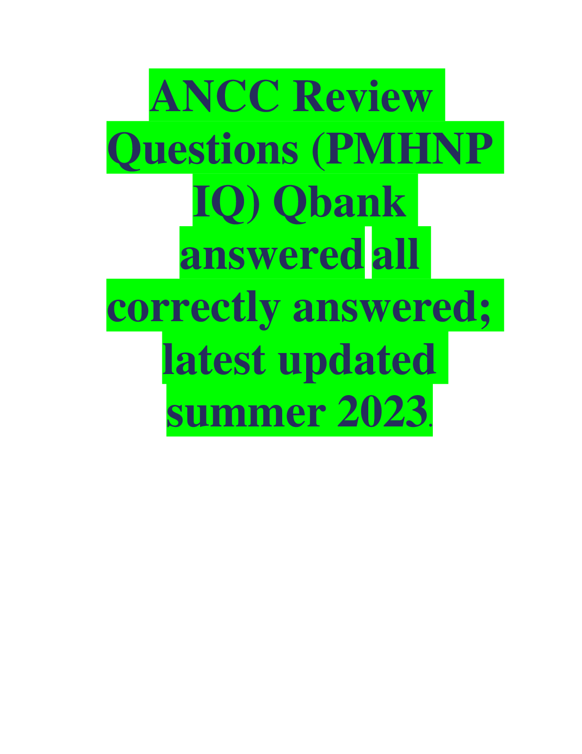 PMHNP-BC Qbank 2026/27 ANCC Review Questions and Answers