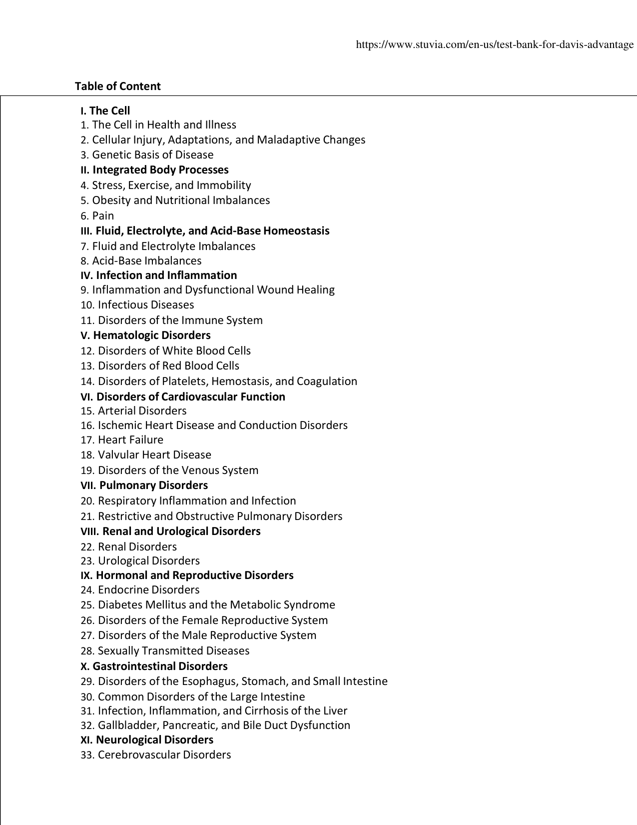 Davis Advantage for Pathophysiology 3rd Edition TEST BANK