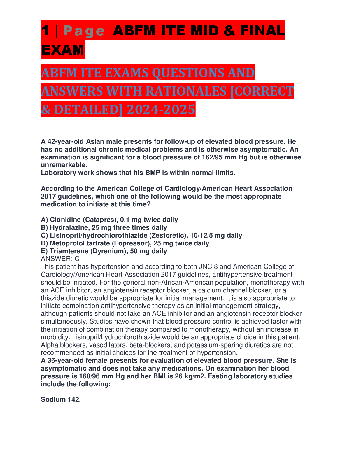 ABFM ITE Exam Prep Questions Rationales 2026/27