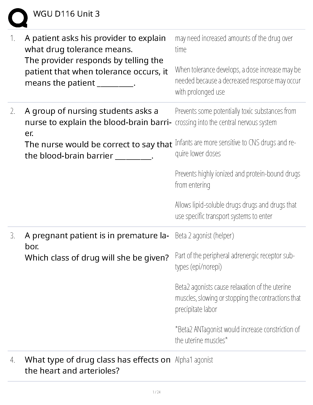 WGU D116 Unit 3 Pharmacology Exam Prep 2025 Study Guide IMG-1