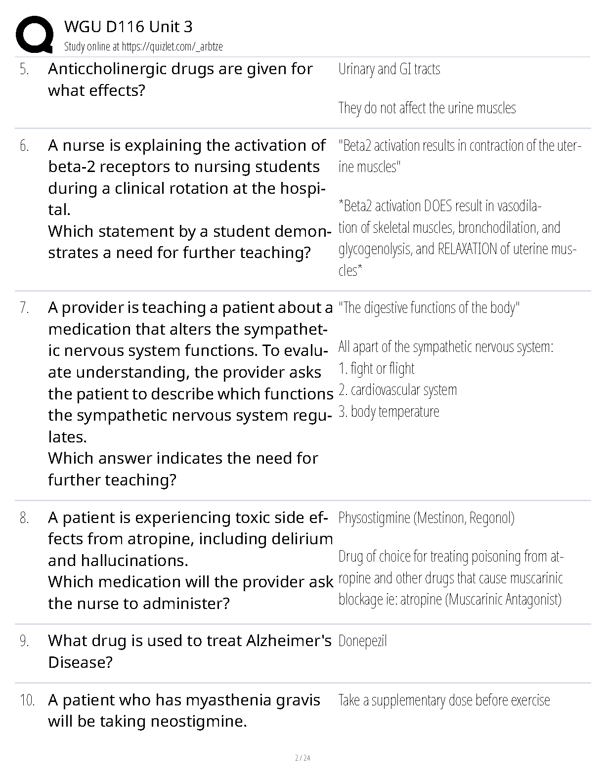 WGU D116 Unit 3 Pharmacology Exam Prep 2025 Study Guide