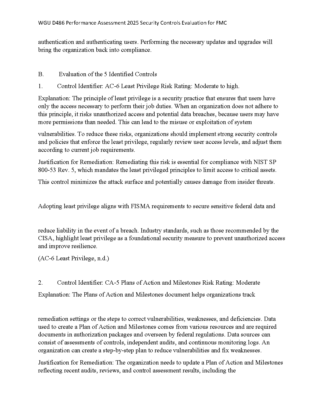 WGU D486 Security Controls Evaluation Study Guide 2025