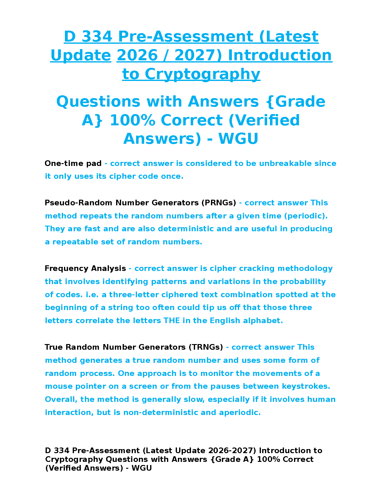 WGU D334 Cryptography Test Bank with Verified Answers IMG-1