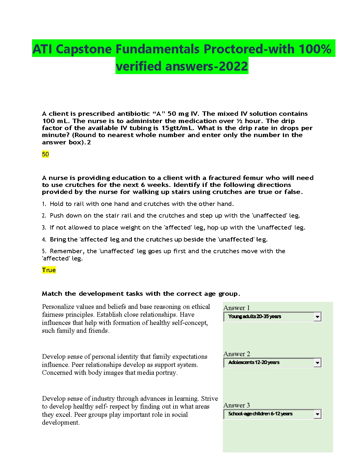 ATI Capstone Fundamentals Proctored Answer Key 2026/27