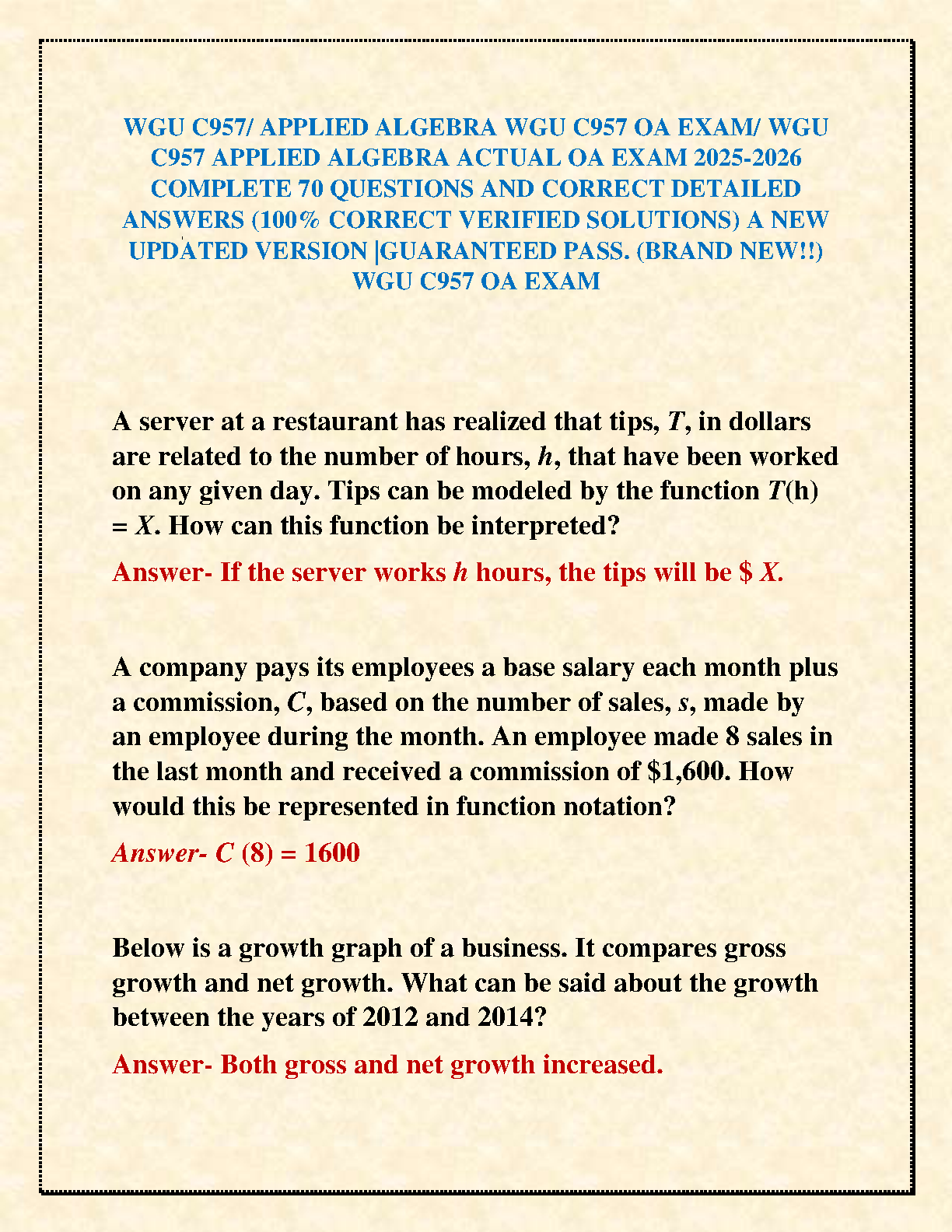 WGU C957 Applied Algebra Test Bank 2025 IMG-1