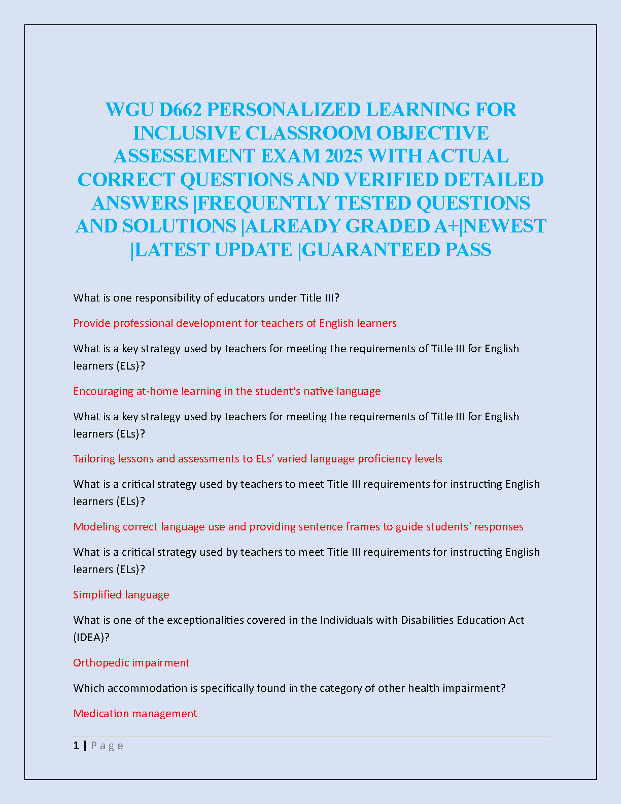 WGU D662 2025 Exam Solutions & Practice Questions IMG-1