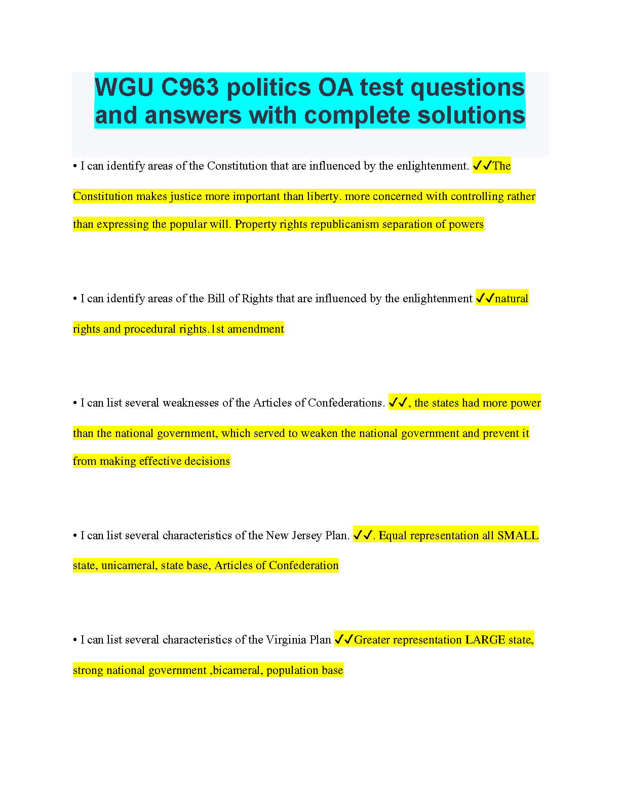 WGU C963 Politics OA Questions and Answers 2024/25 IMG-1
