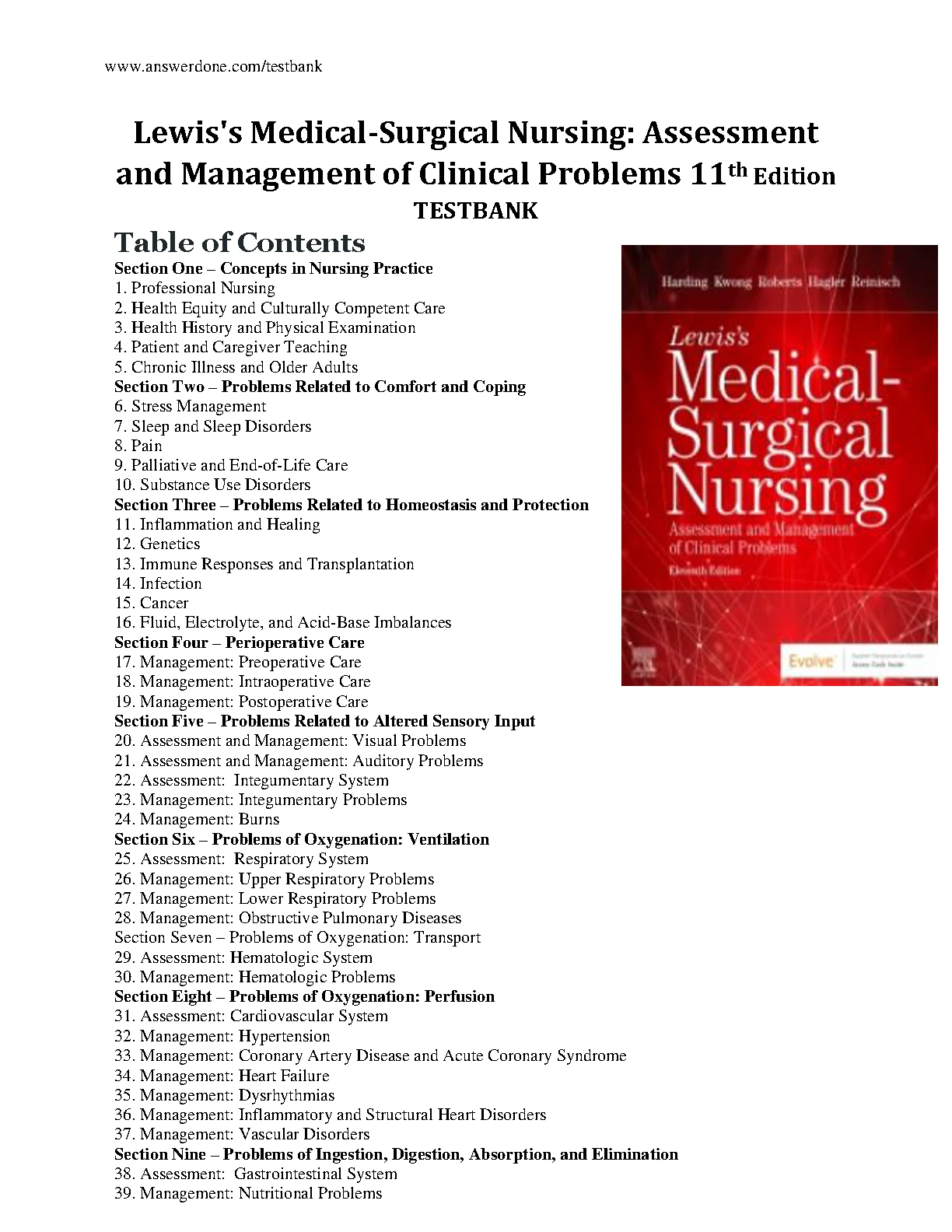 Lewis Med Surg Nursing Test Bank 11e 2026/27 Exam Prep IMG-1