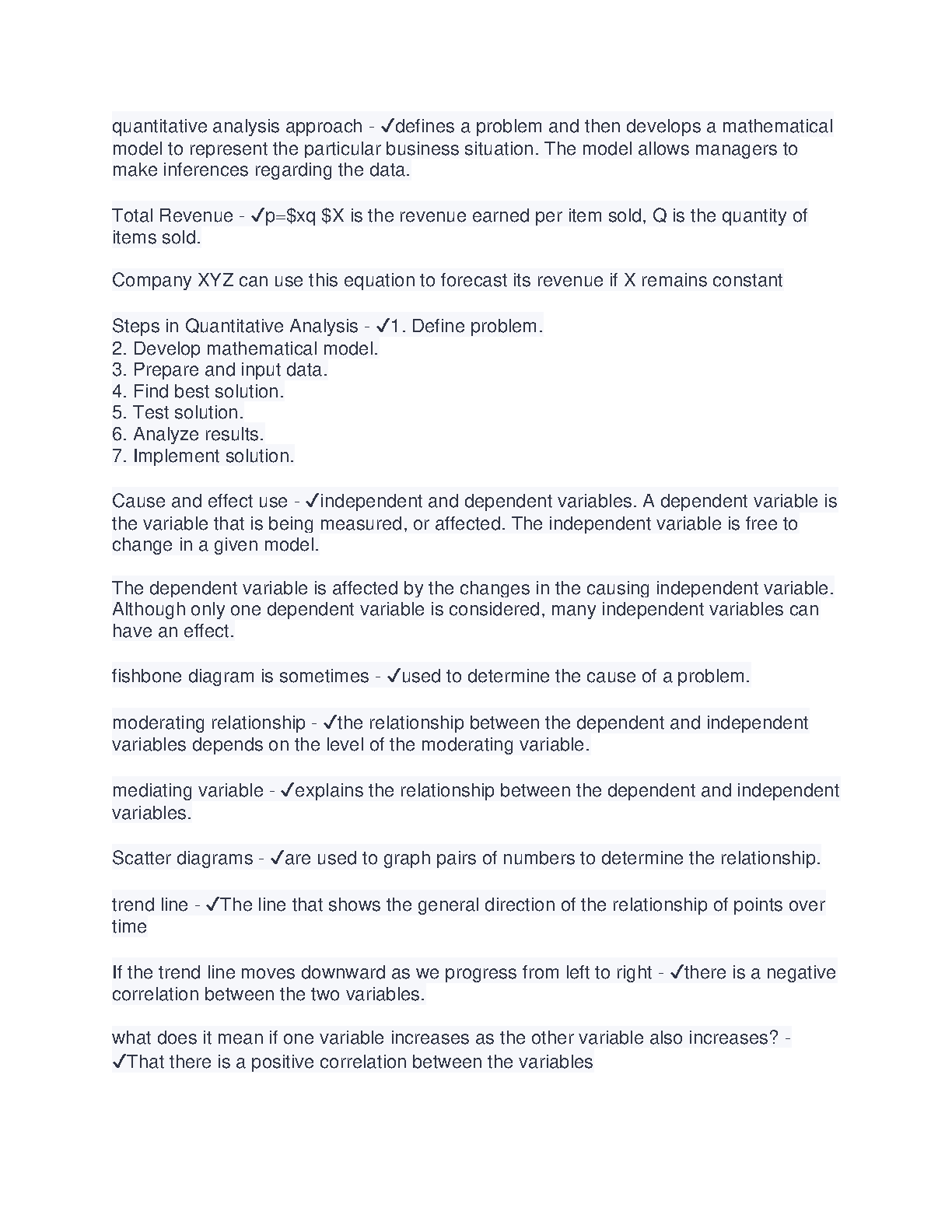 WGU C723 Quantitative Analysis Study Guide 2024-2025