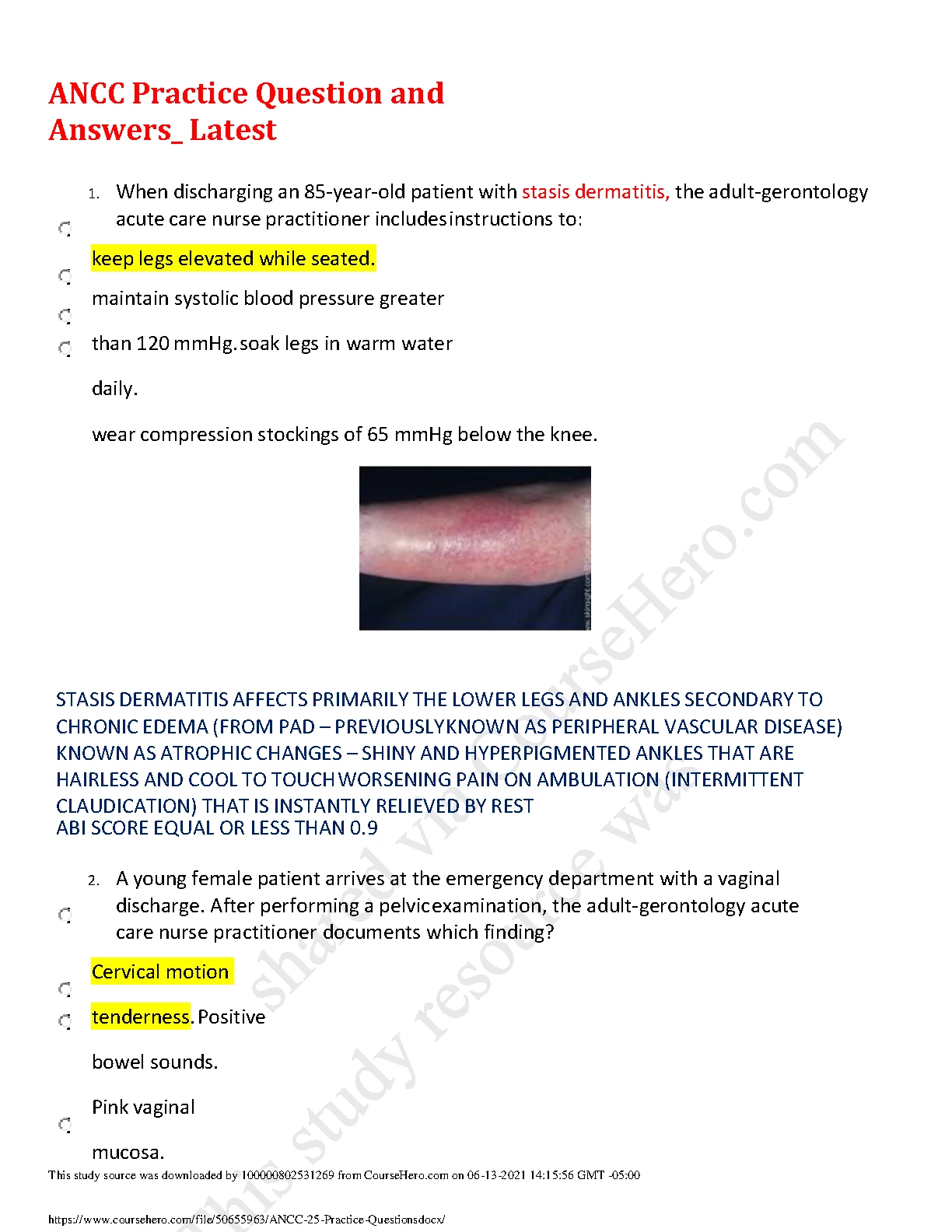 ANCC AGACNP Practice Questions and Answers 2026/27