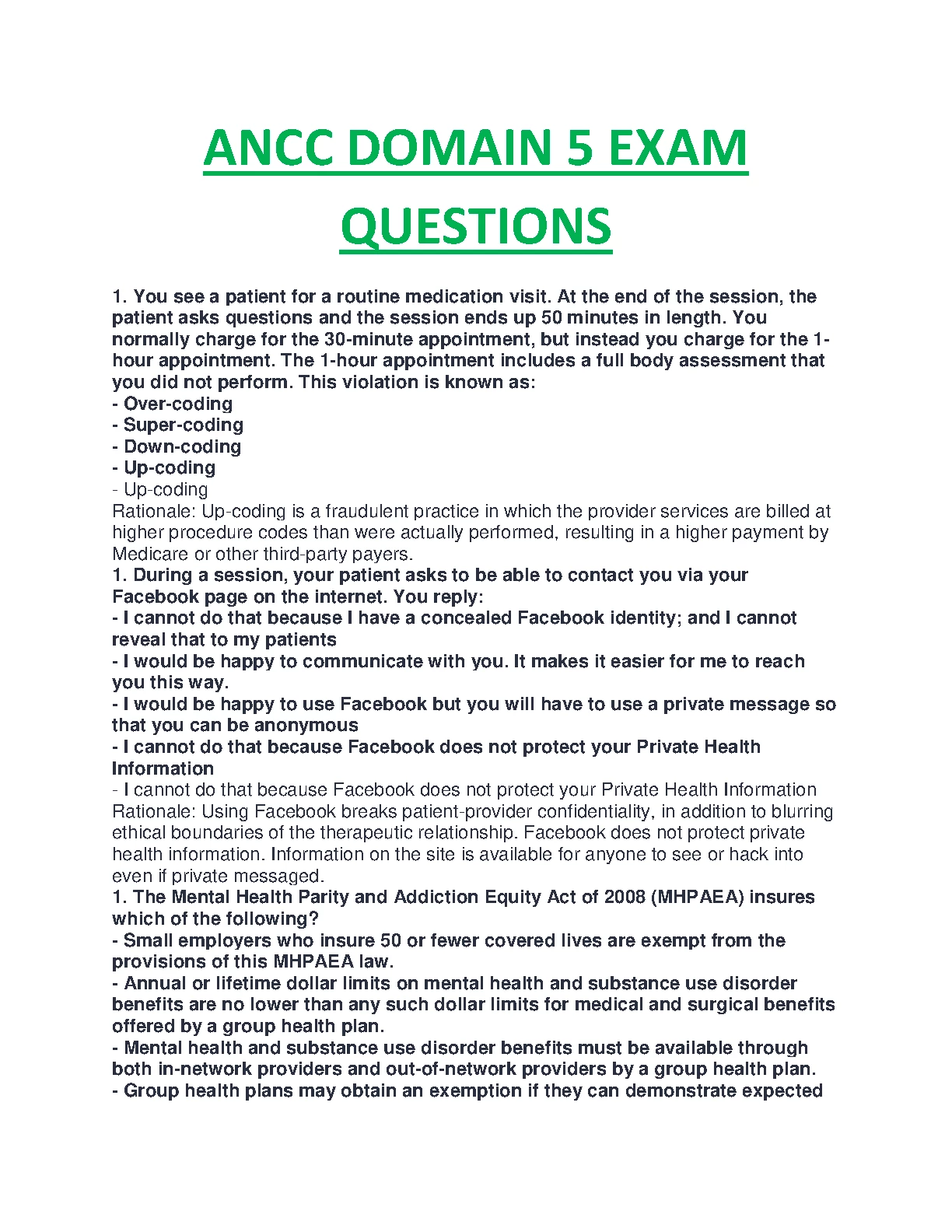 ANCC Domain 5 Study Guide 2026/27