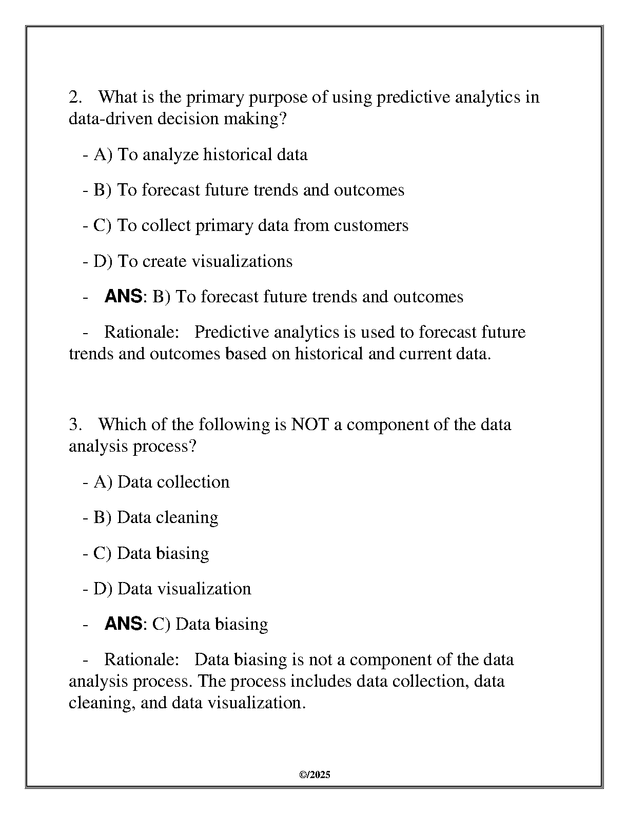 MGMT 6010 Data Driven Decision Making Exam Review