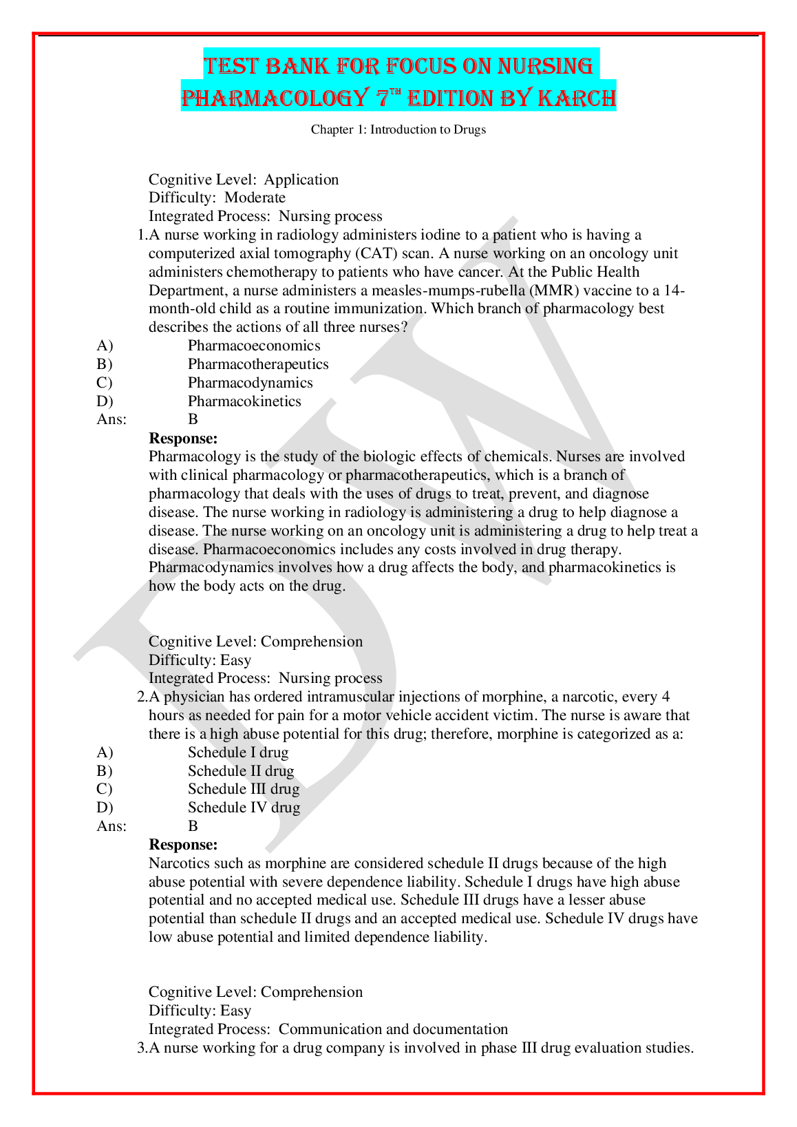 Focus on Nursing Pharmacology 7th Edition TEST BANK