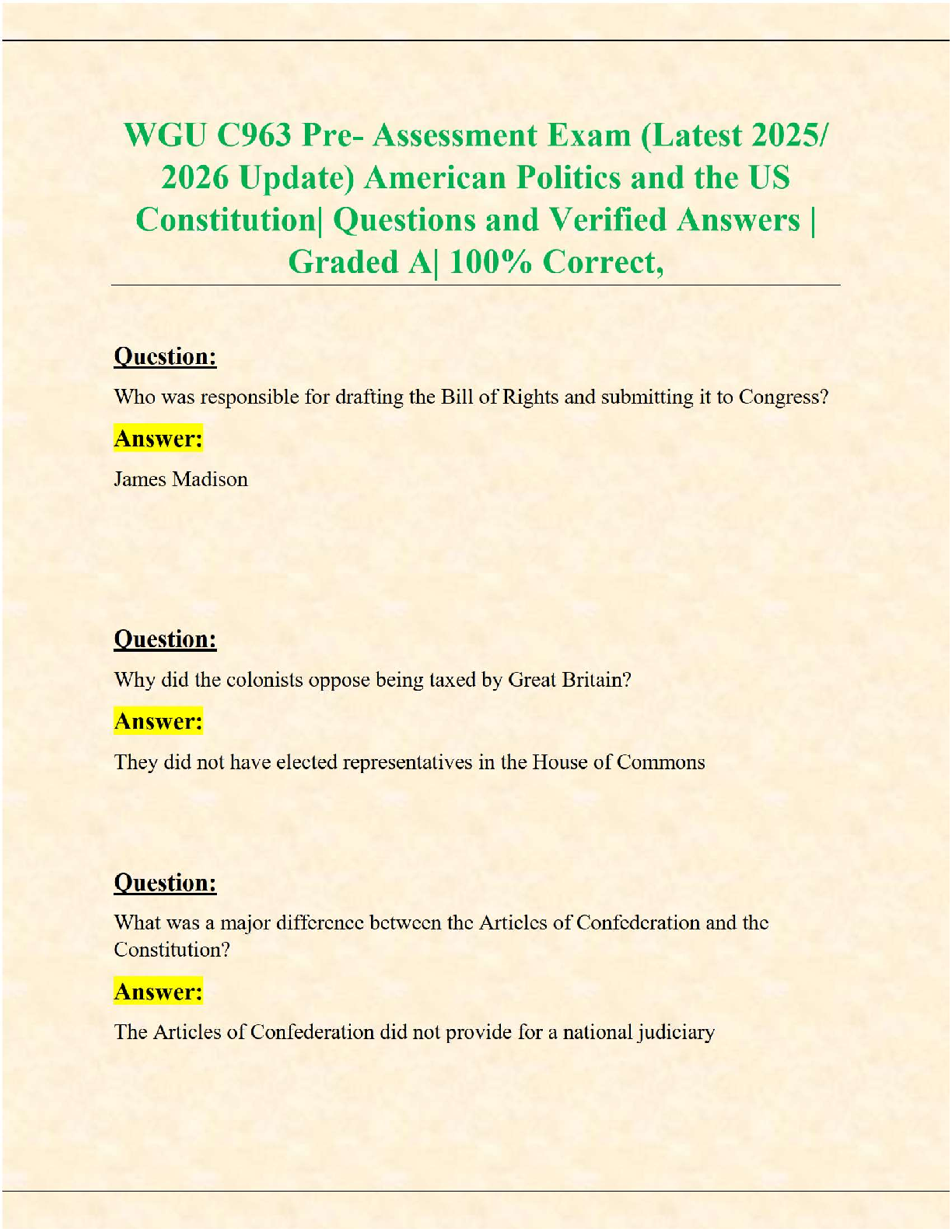 WGU C963 Pre-Assessment Exam Questions and Answers 2025