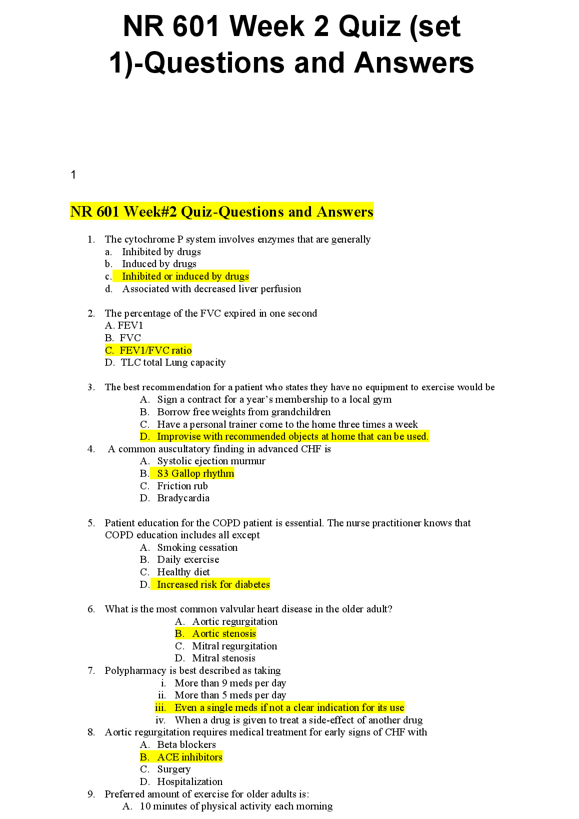 NR 601 Week 2 Quiz Answers and Key Concepts for Nursing