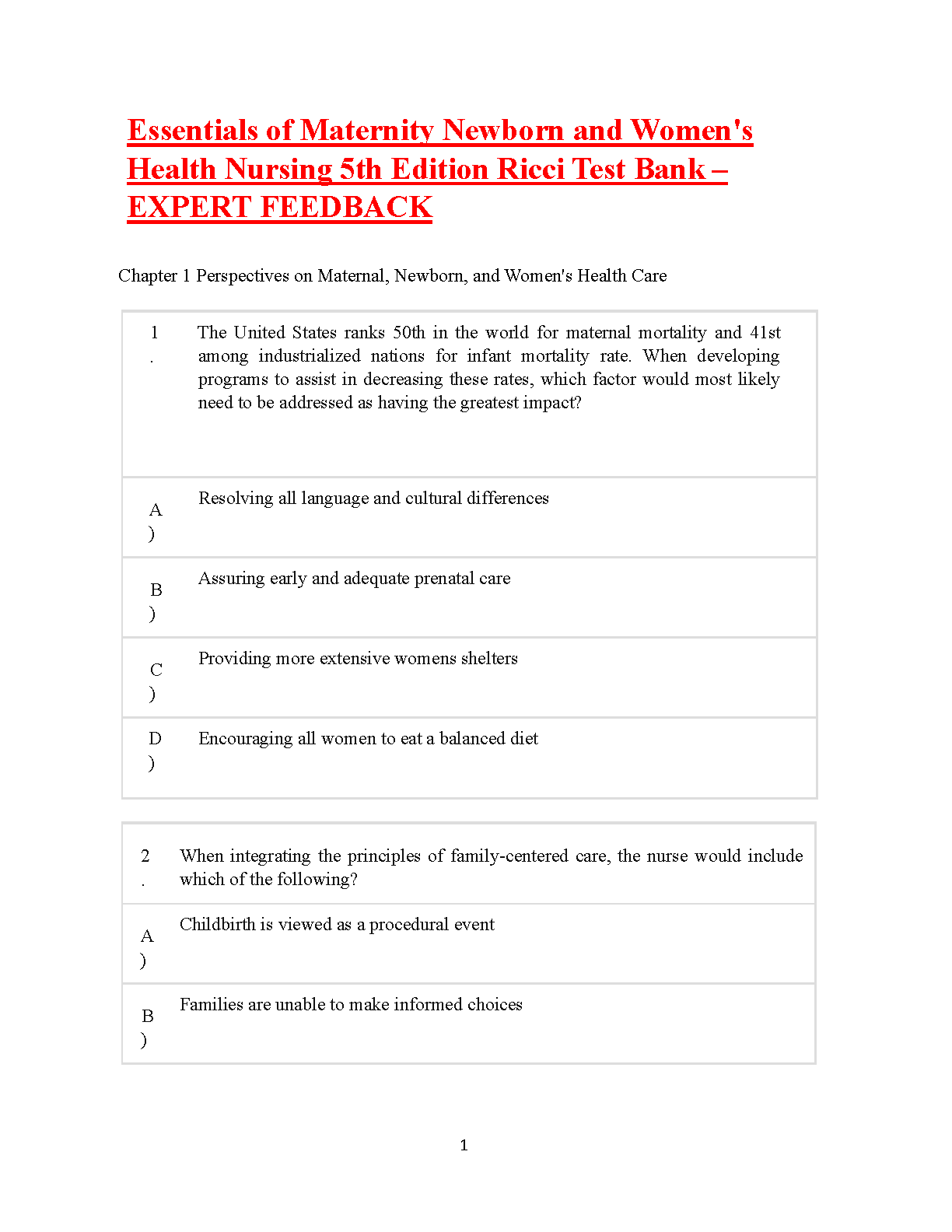Maternity Newborn Nursing Test Bank 2026/27