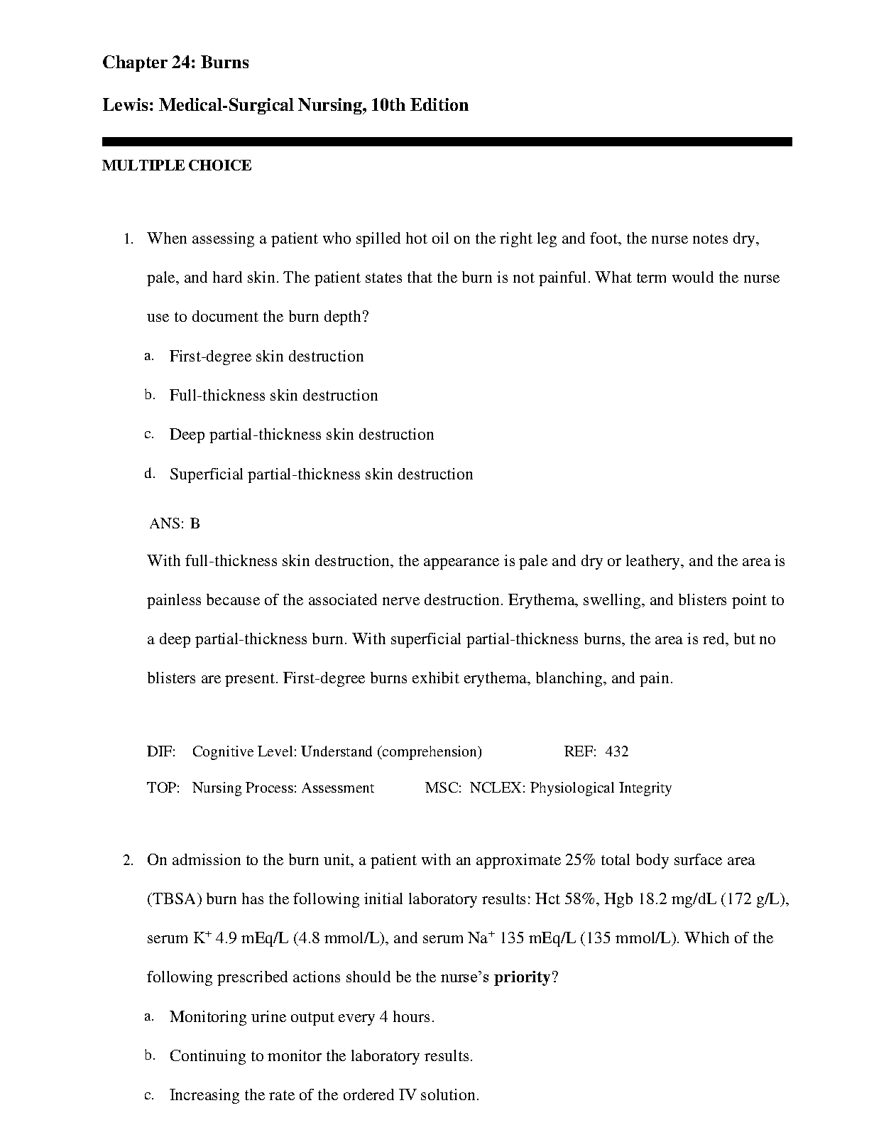 Lewis Med Surg Nursing 10e Test Bank 2026/27 Exams