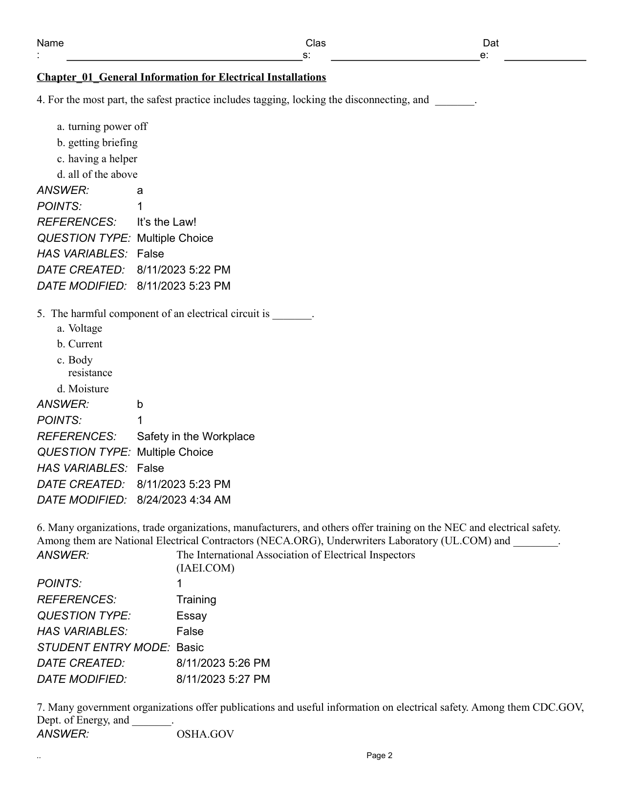 Electrical Wiring Residential 21st  Edition TEST BANK IMG-3