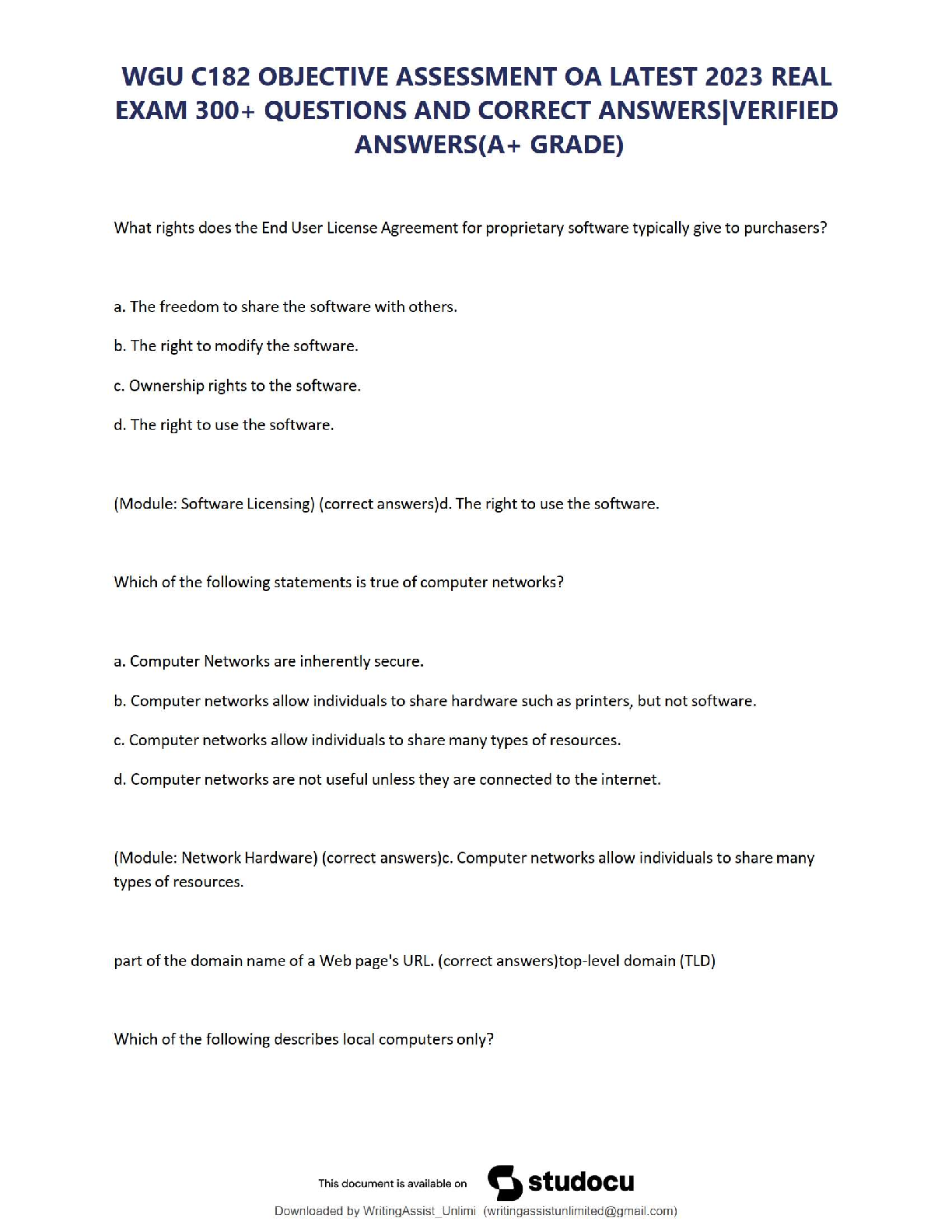 WGU C182 Exam Prep: 300+ QA & Study Guide
