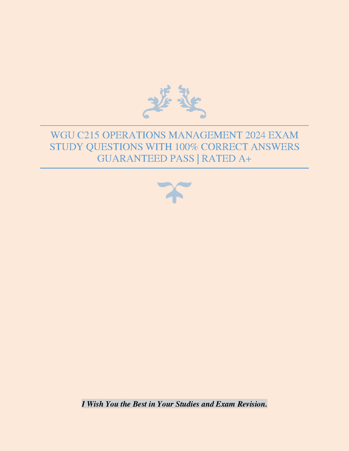 WGU C215 Operations Management 2024 Study Guide