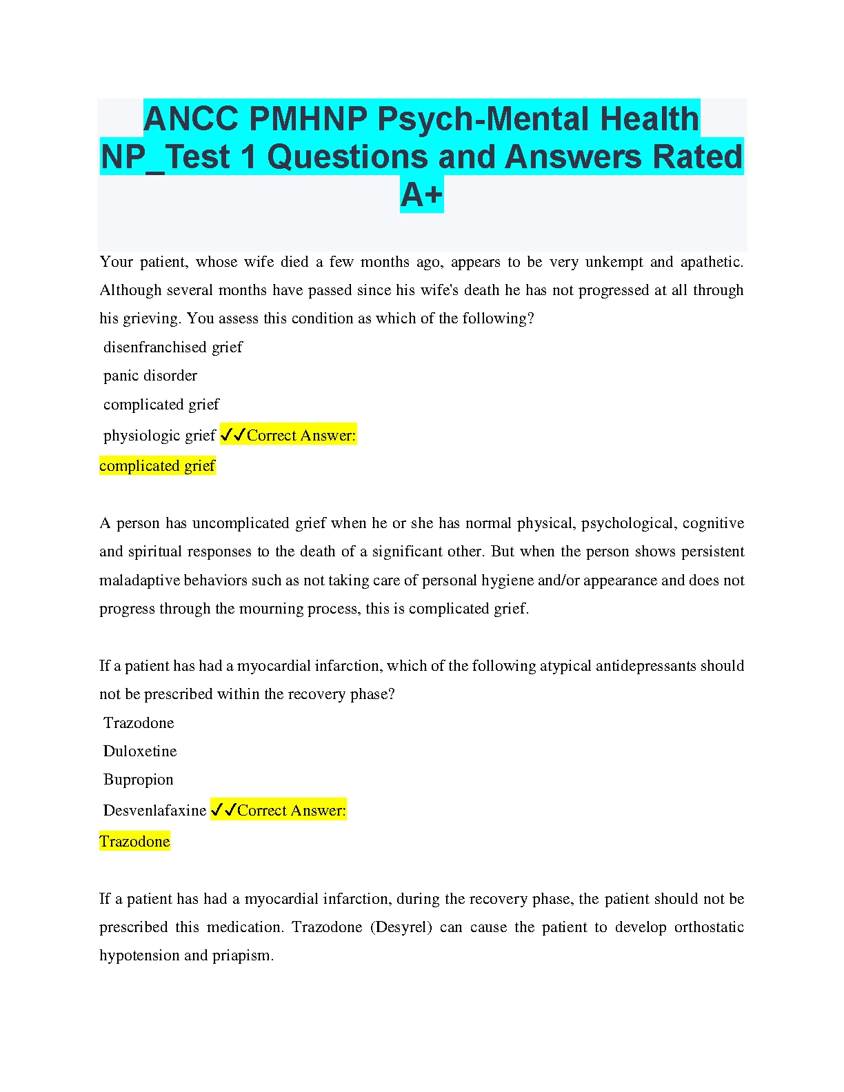 ANCC PMHNP Exam Questions and Answers 2026/27 | Top Rated Practice IMG-1