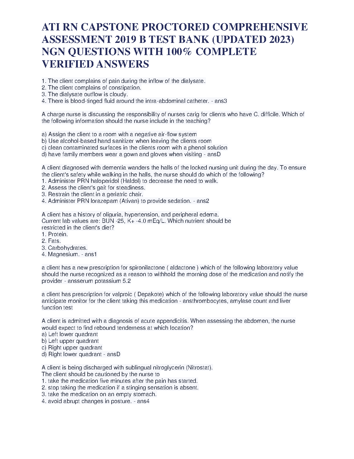 ATI RN Capstone Test Bank 2026 NGN Nursing Exam Prep