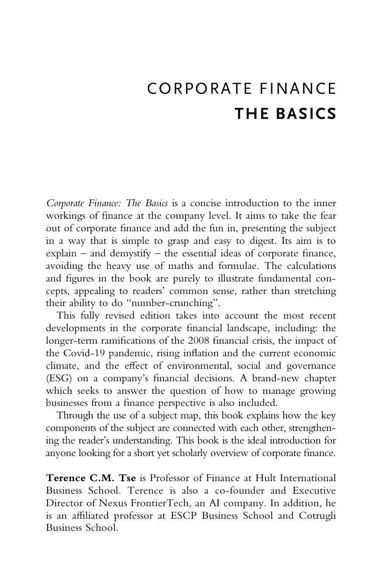 Corporate Finance: The Basics, 2nd Edition