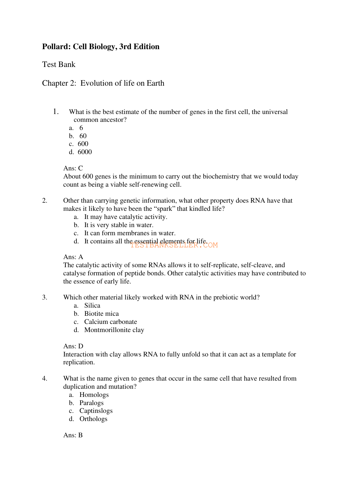 Cell Biology, 3rd Edition TEST BANK IMG-1