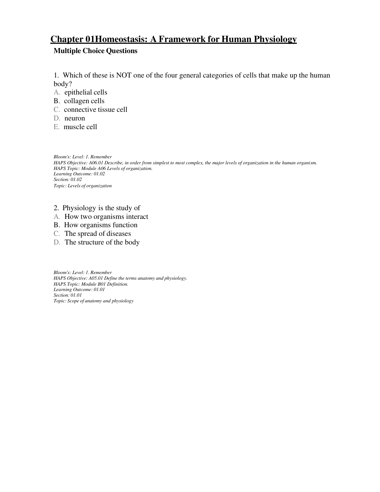 Human Physiology 16th Edition TEST BANK