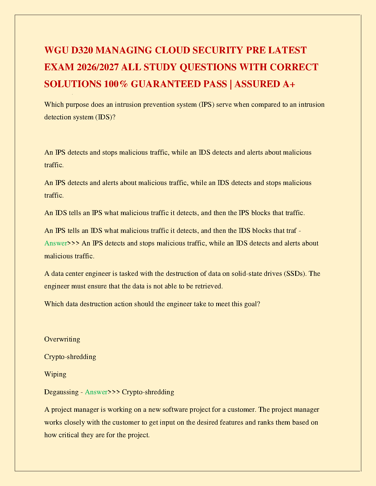 WGU D320 Cloud Security Exam Prep 2026-2027 Q&A