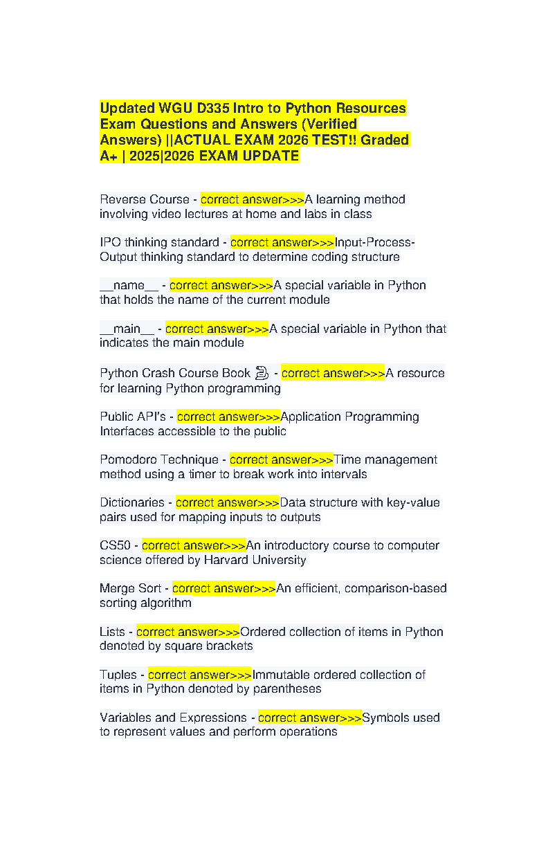 WGU D335 Python Crash Course Study Guide IMG-1