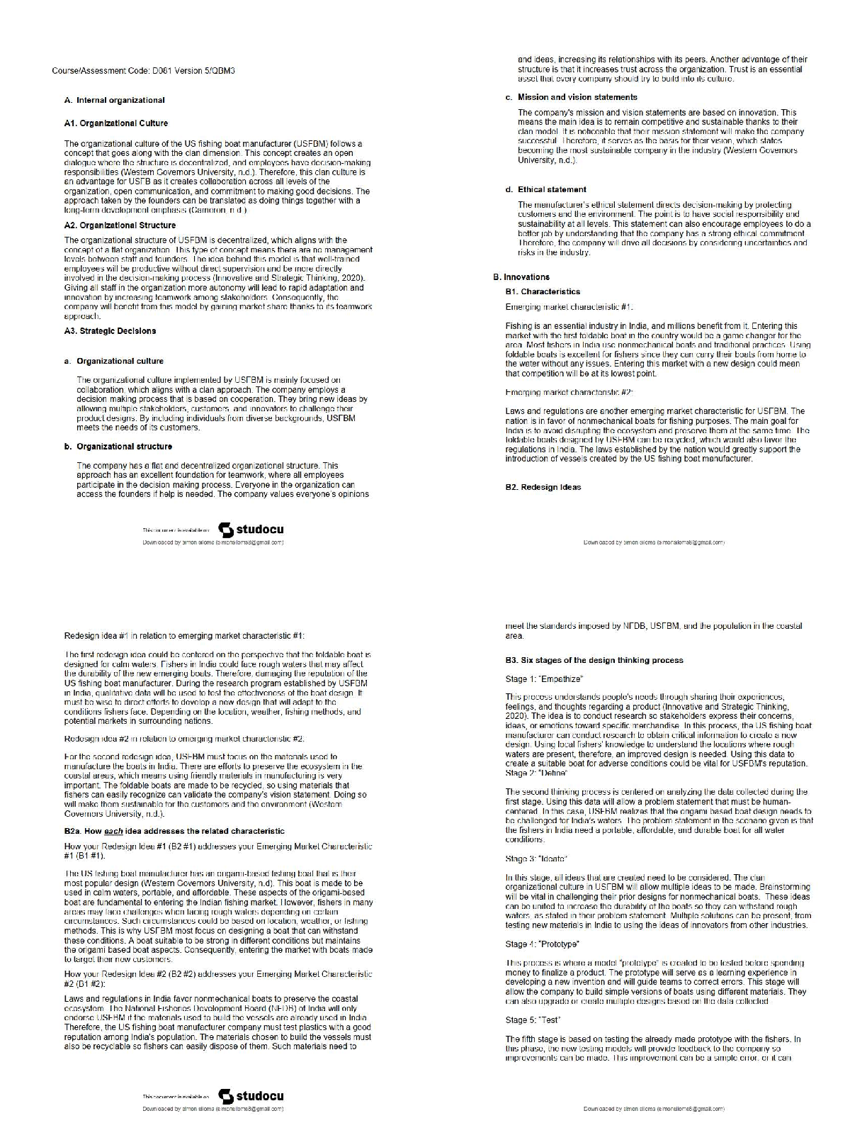 WGU D081 Strategy PA Guide USFBM Case Study Solutions