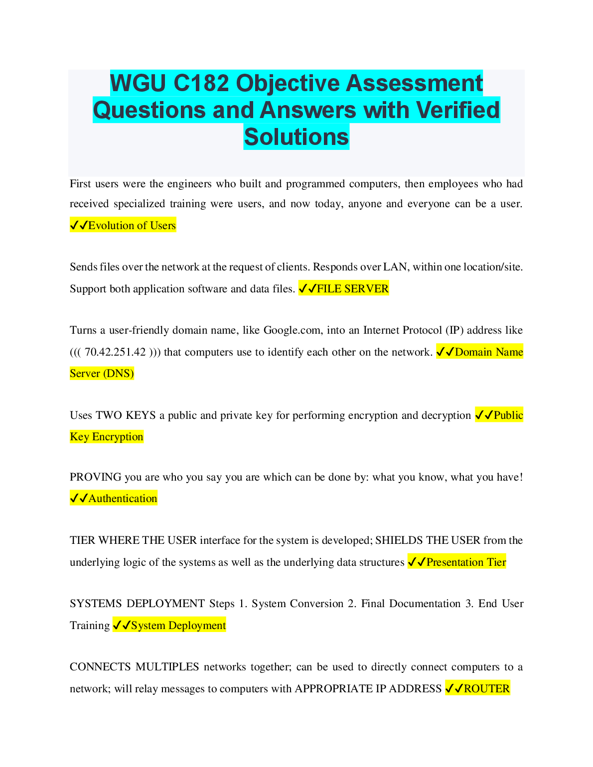 WGU C182 Exam Prep: Verified Q&A Guide