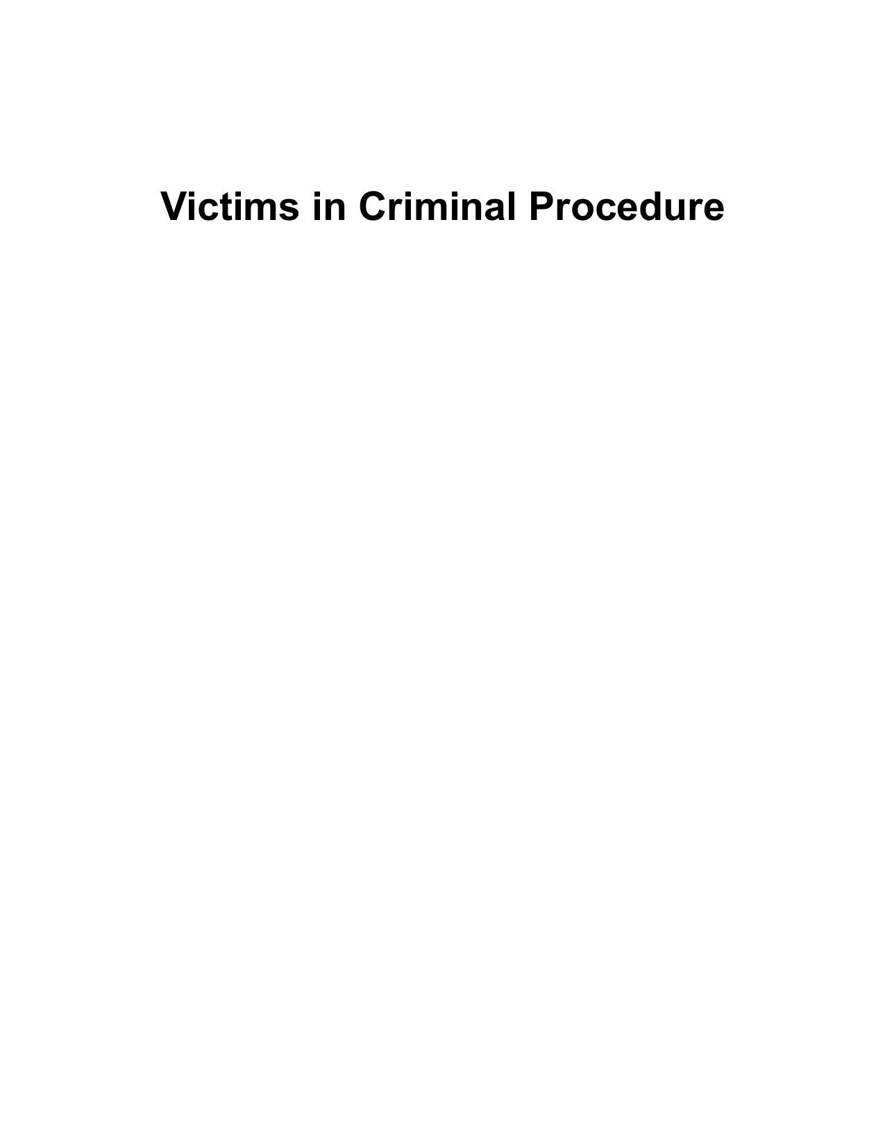 Victims in Criminal Procedure, 4th Edition