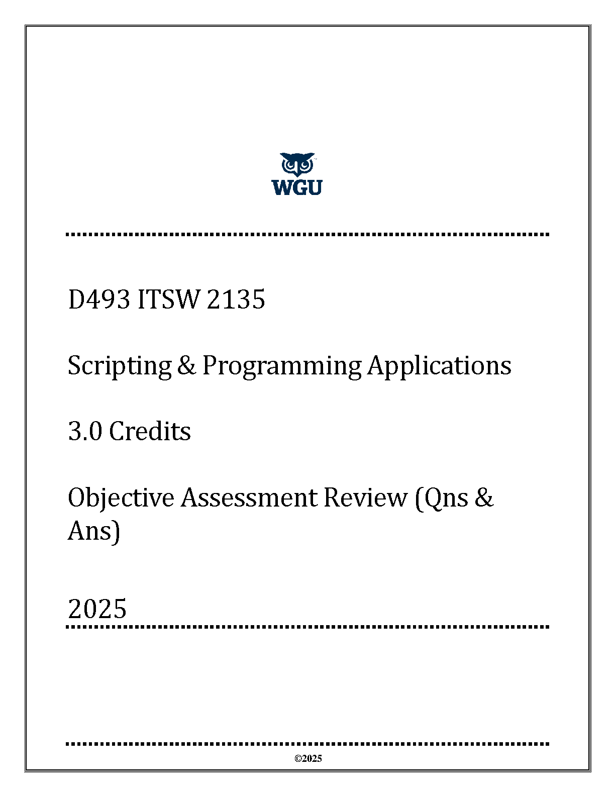 ITSW 2135 Scripting Exam Review WGU 2025