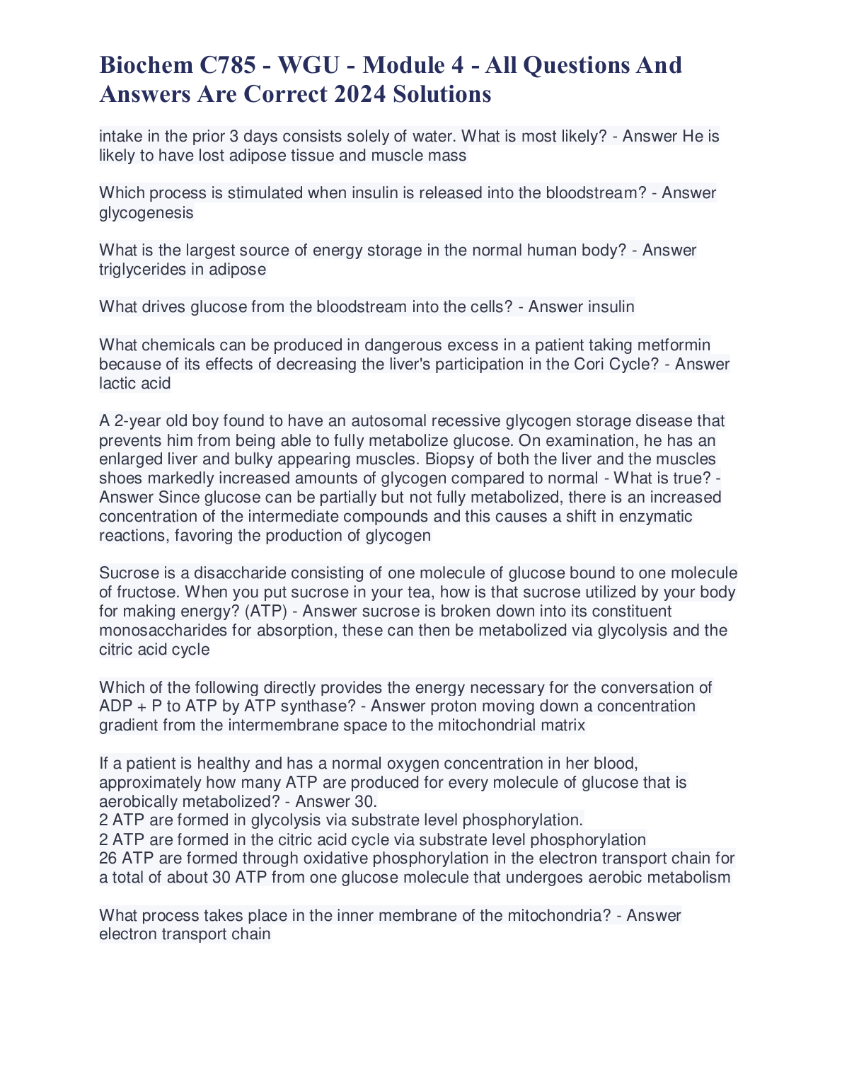 WGU C785 Biochemistry Module 4 Exam Solutions 2024/25 IMG-1