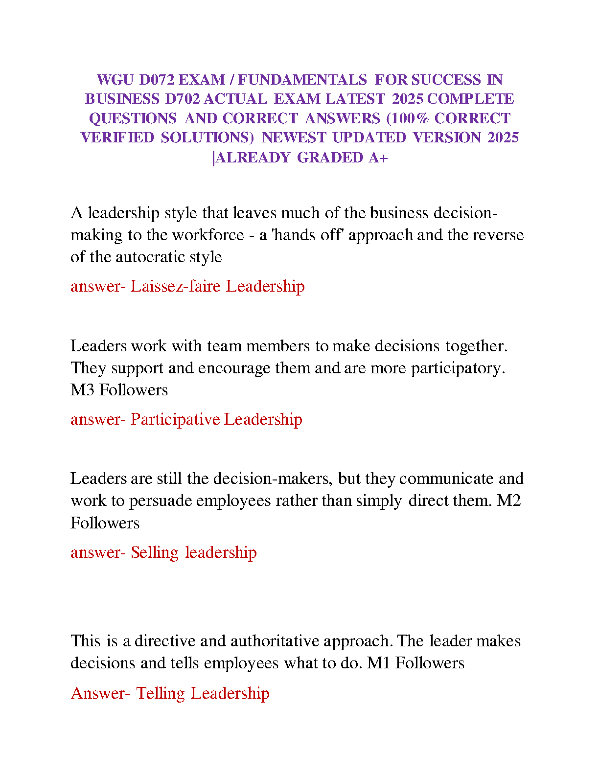 WGU D072 Business Exam Q&A 2025 Edition Question Bank IMG-1
