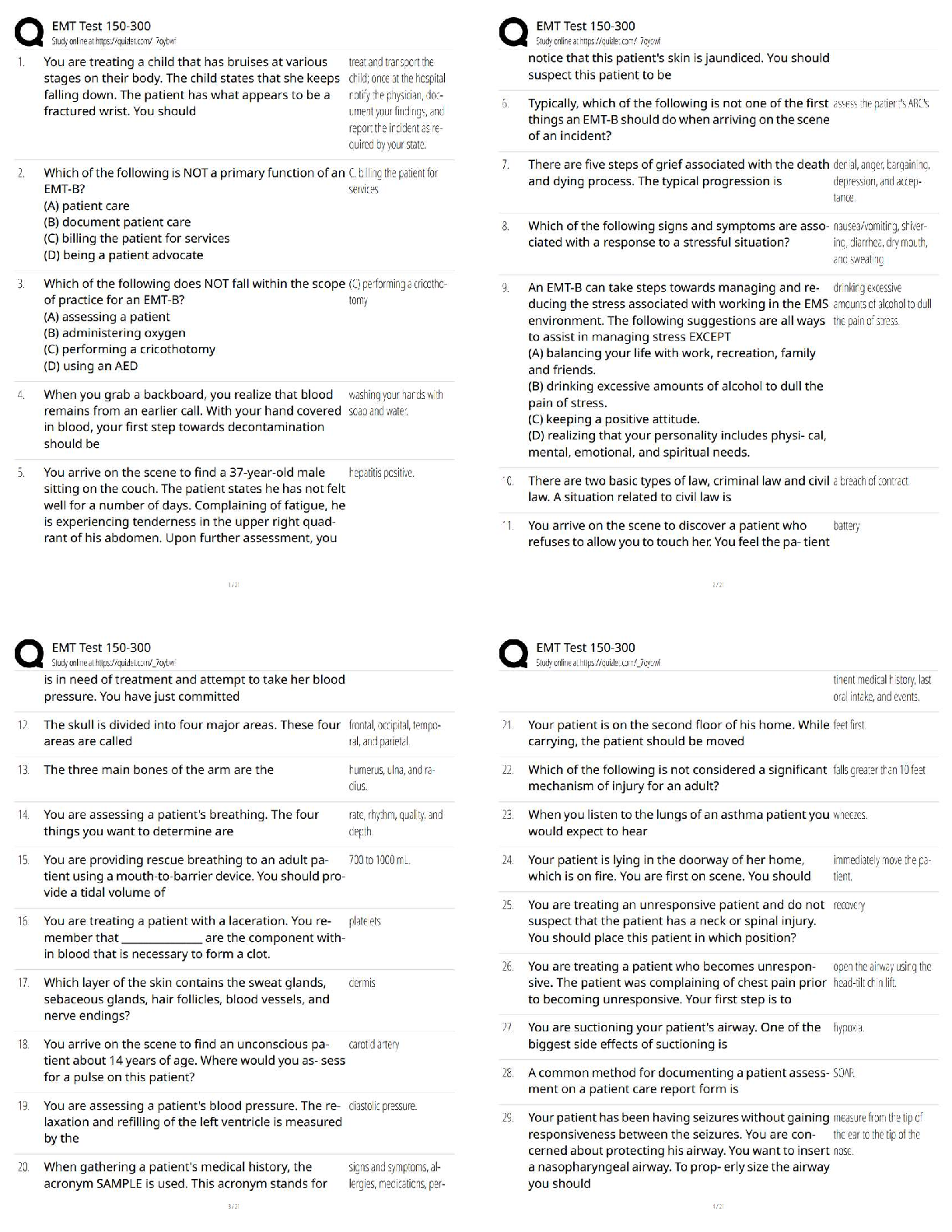 Emergency Care Test Bank 13th Ed EMT NREMT Prep Guide