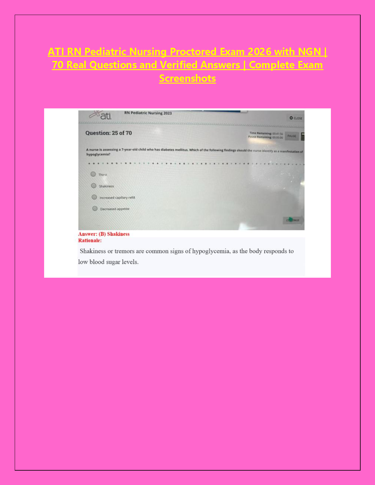 ATI Pediatric Nursing Test Bank 2027 | 70 Qs & Answers IMG-1
