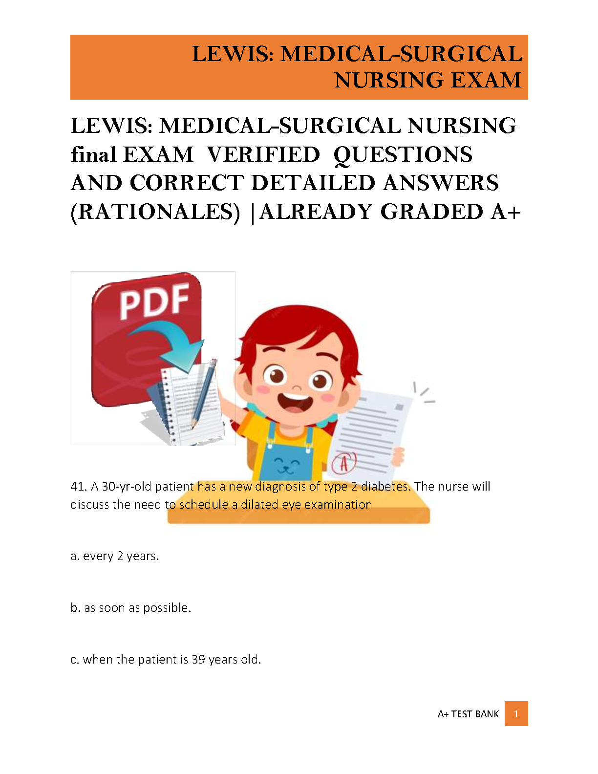 Lewis Med Surg Nursing Test Bank 12e Q&A 2026/27
