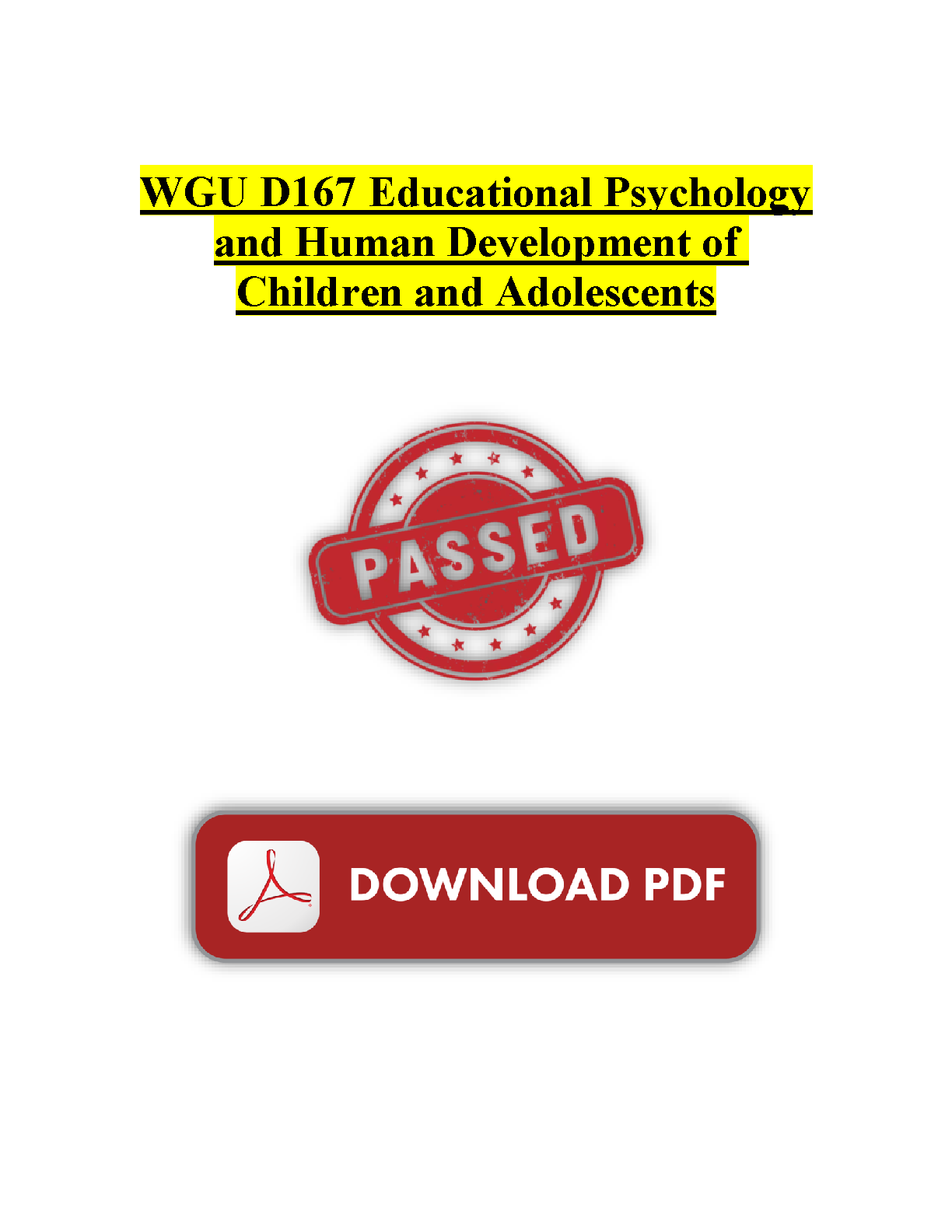 WGU D167 Educational Psychology Study Guide 2024-2025