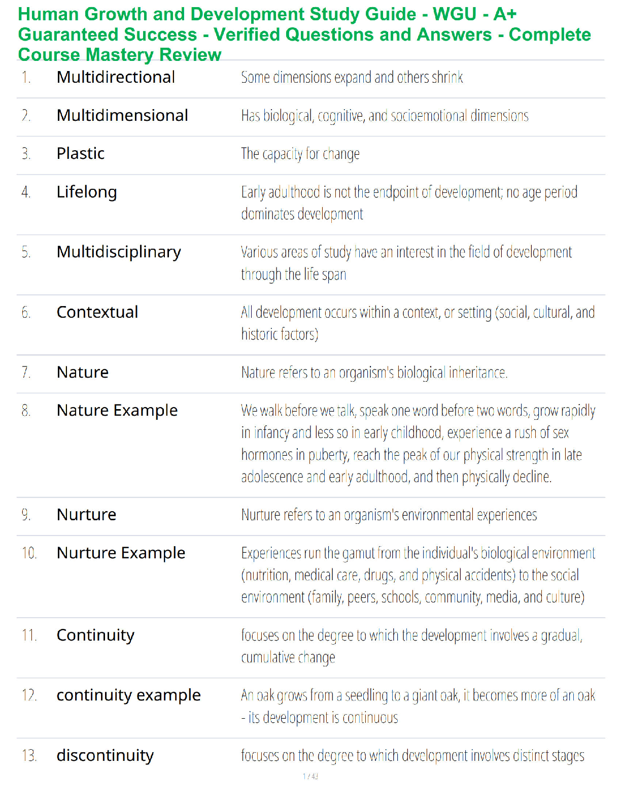 WGU C214 Human Growth and Dev Study Guide 2025/2026