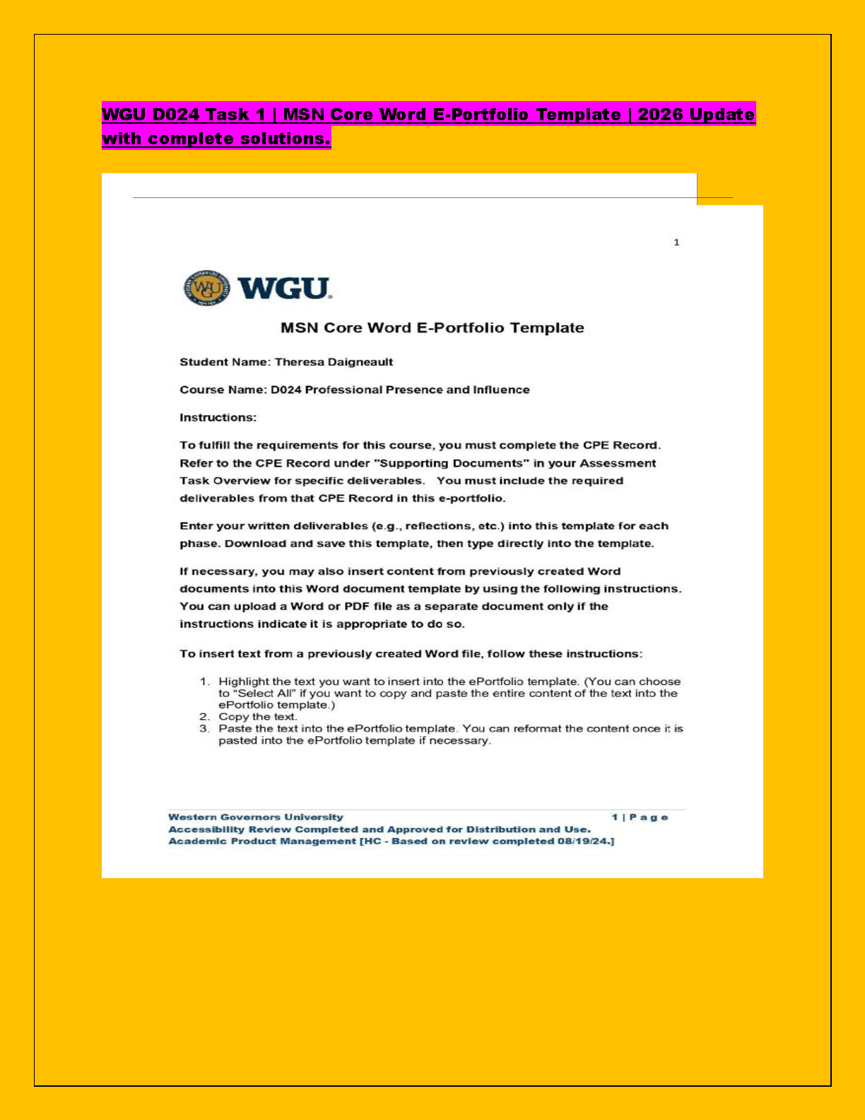 WGU D024 Task 1 Solution: Professional Presence E-Portfolio IMG-1
