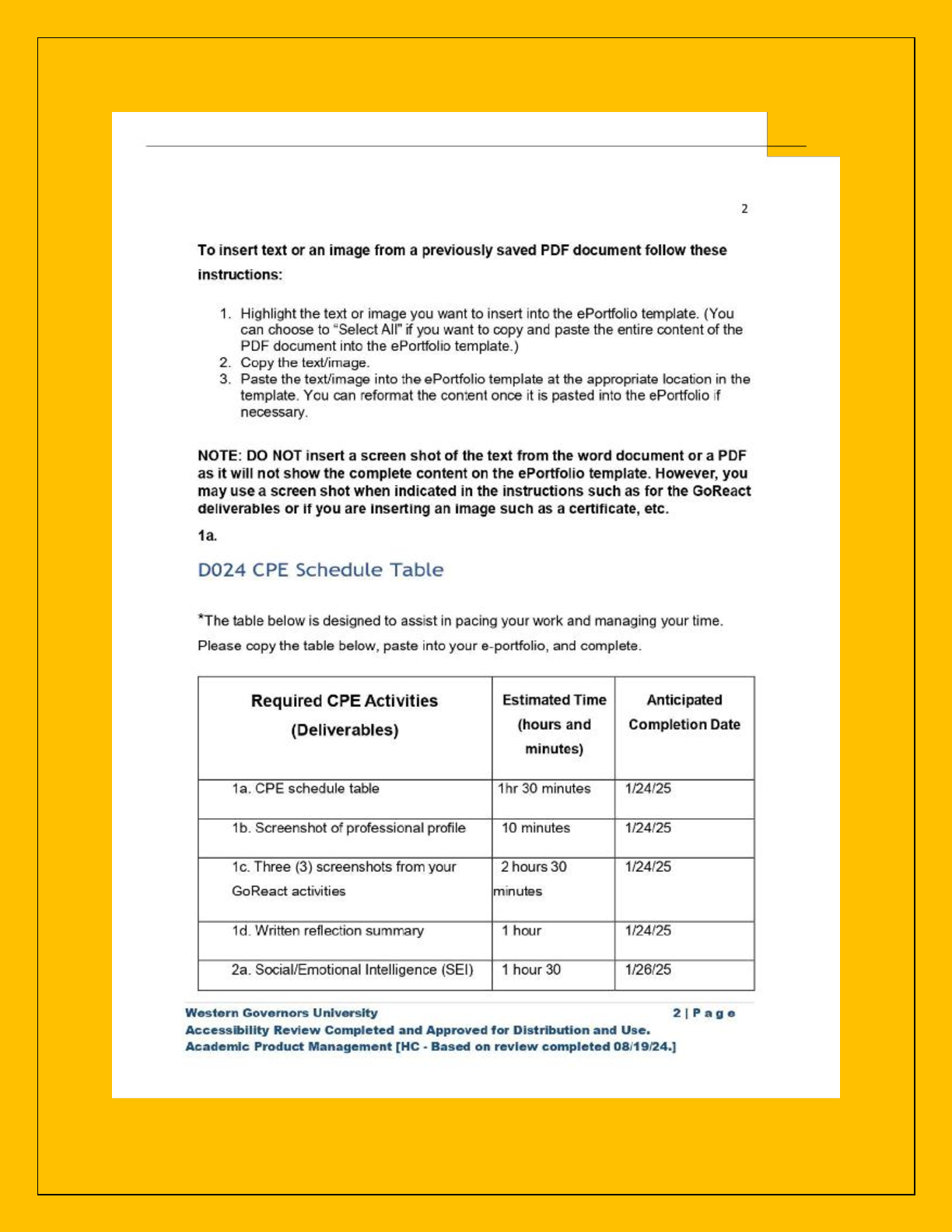 WGU D024 Task 1 Solution: Professional Presence E-Portfolio