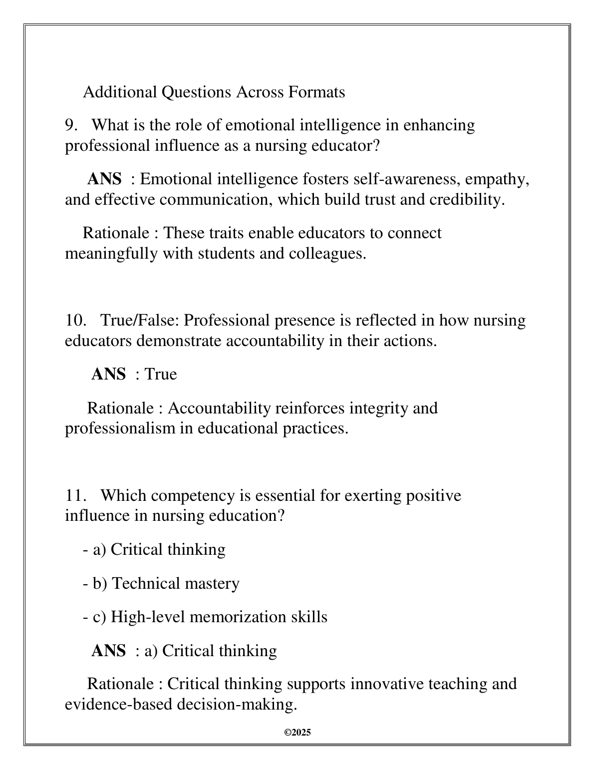 NURS 5201 Exam Review: Pro Presence Q&A (WGU)