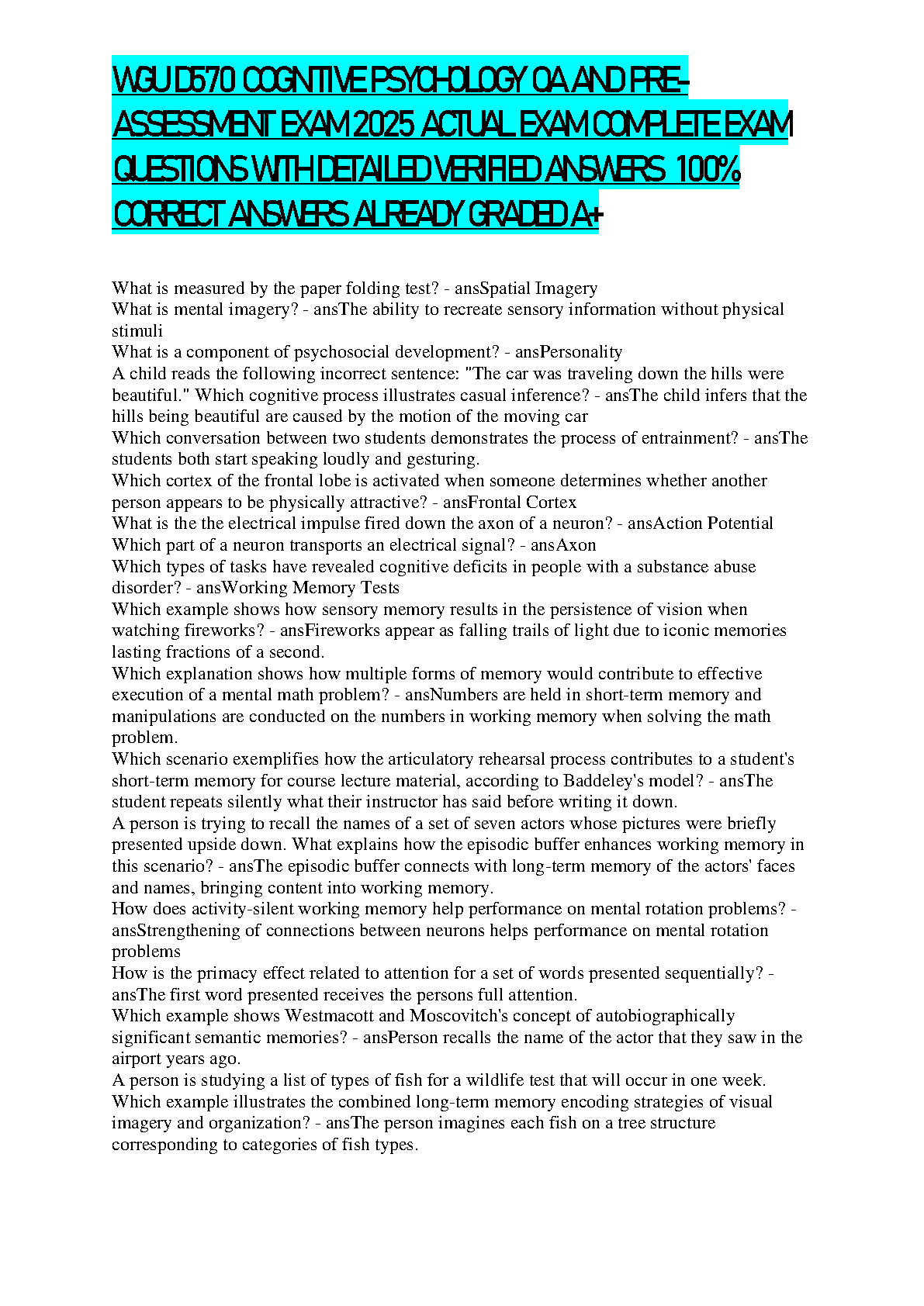 WGU D570 Cognitive Psych Test Bank 2025/26 IMG-1