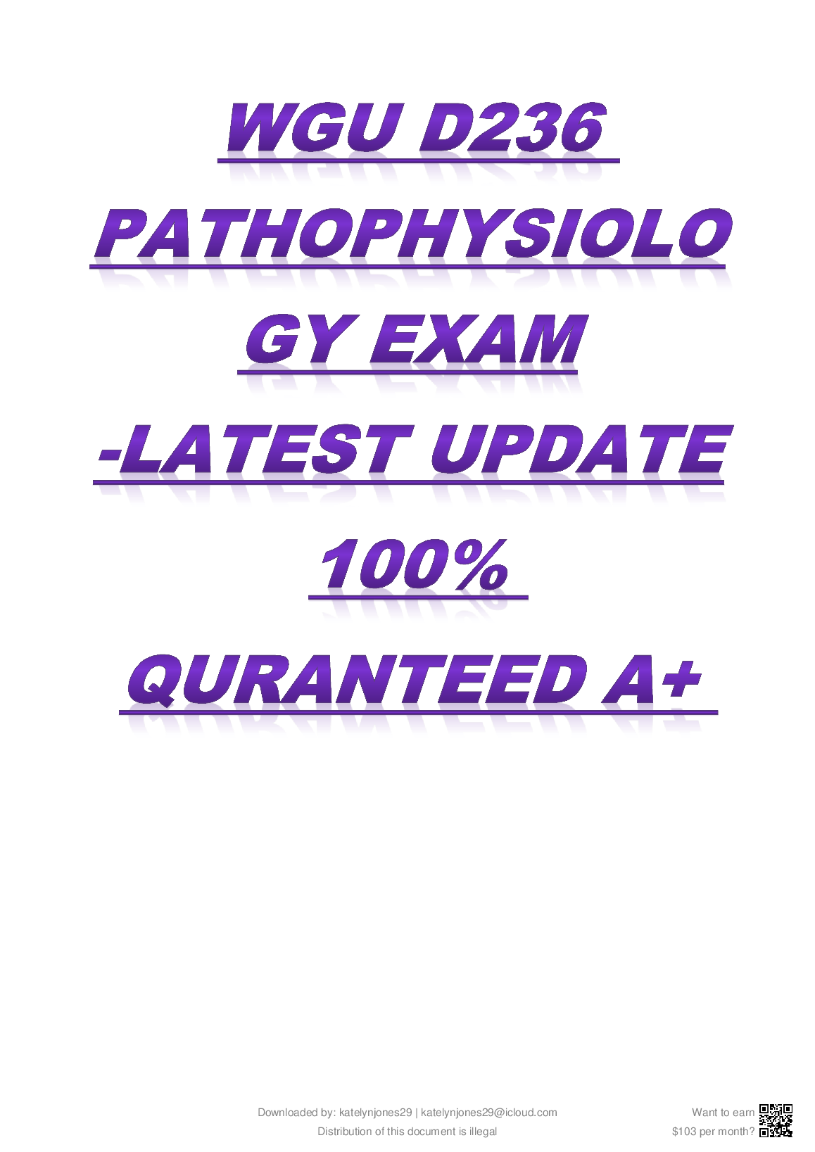 WGU D236 Pathophysiology Exam Prep Guide with Correct Answers